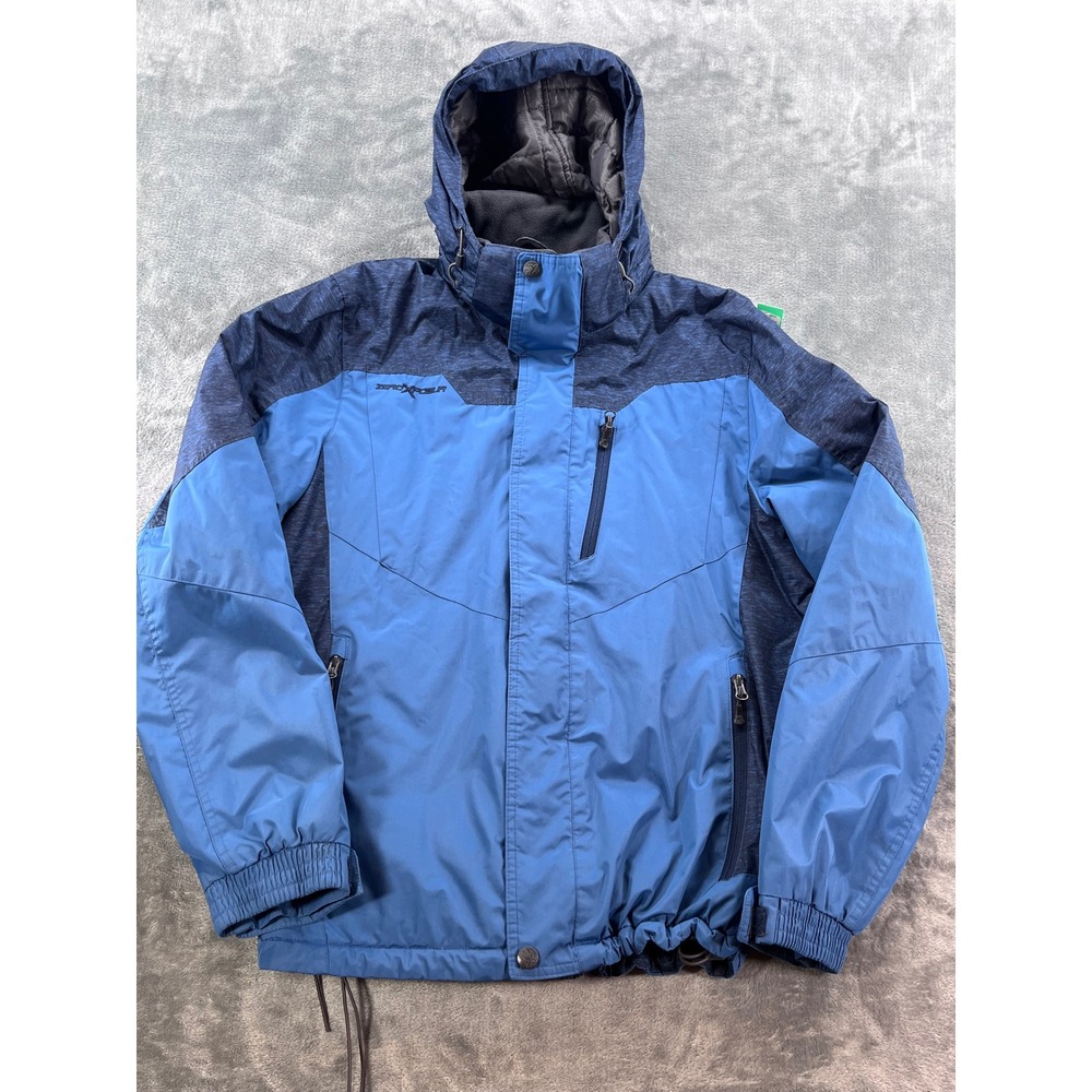 ZeroXposur Mens Hooded Ski Jacket Blue Colorblock Winter Coat J62160 Large